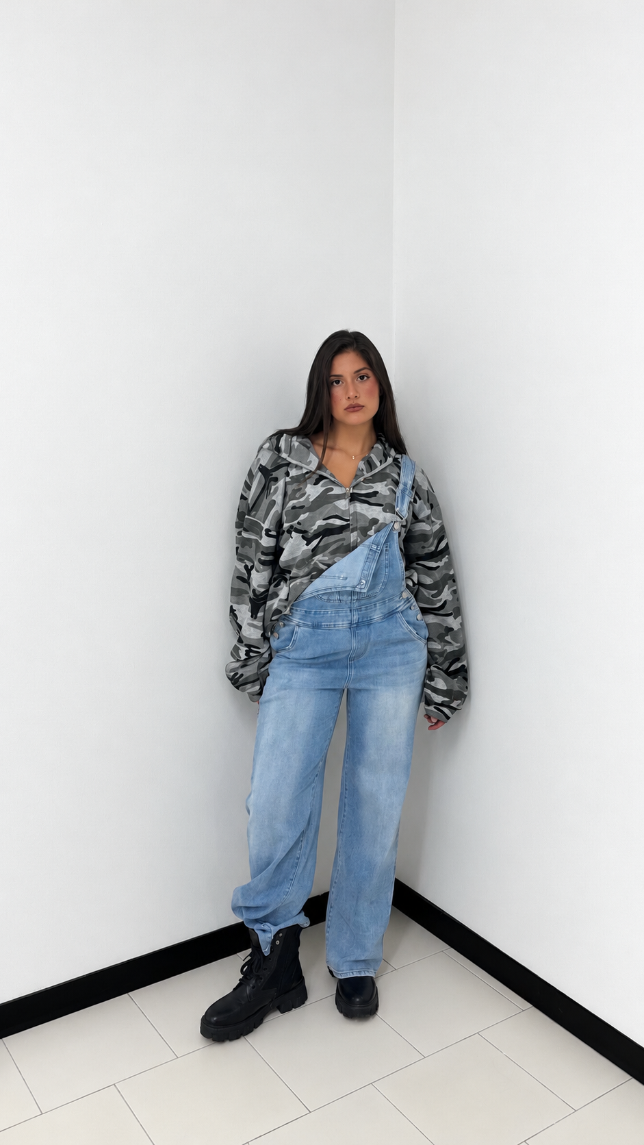 Salopette Denim Wide Leg – Light Blue