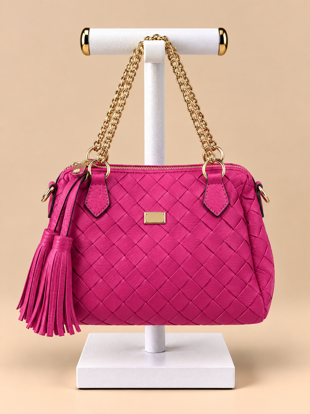 Borsa Fucsia Intrecciata con Tracolla