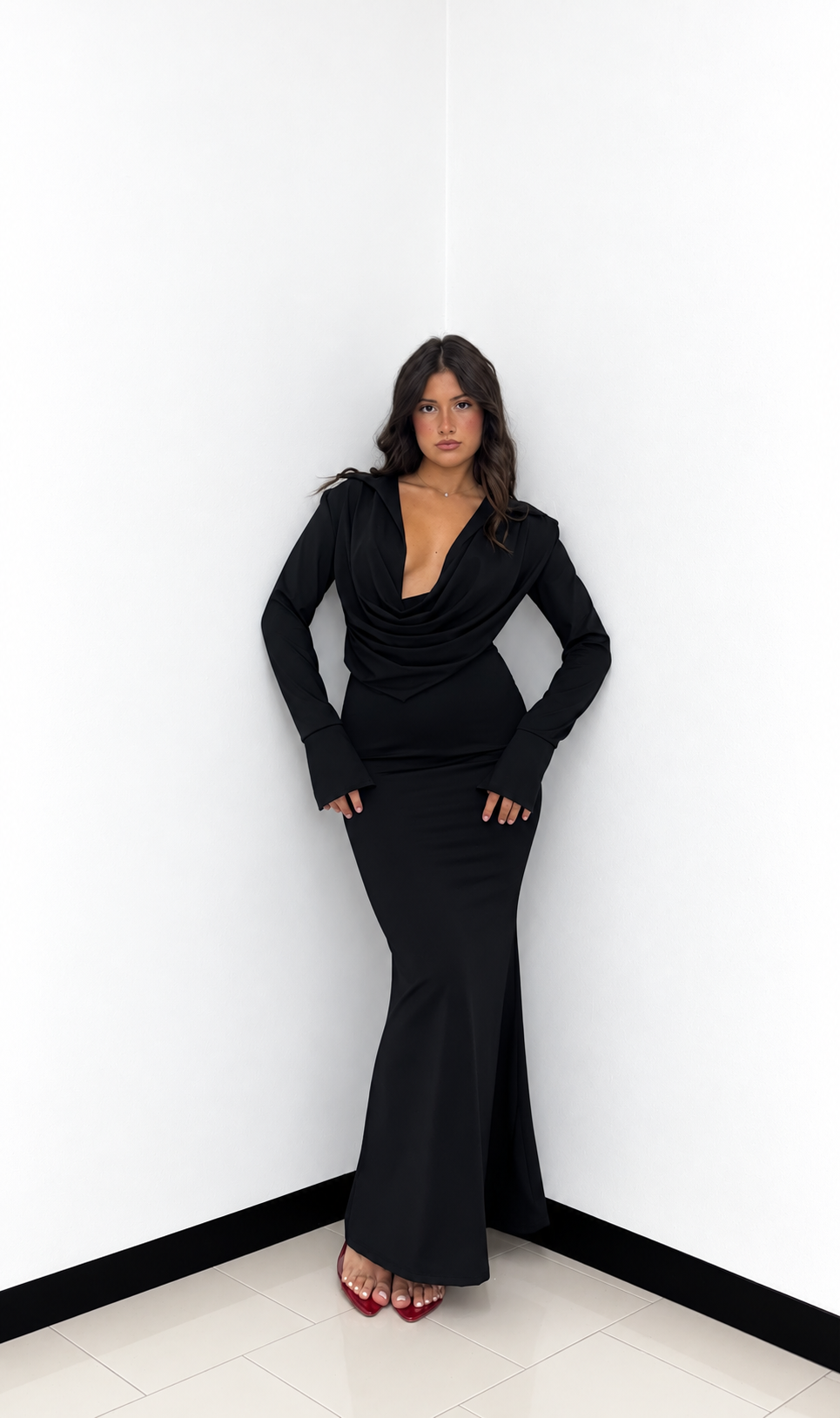 ABITO ELEGANCE DRAPE BLACK