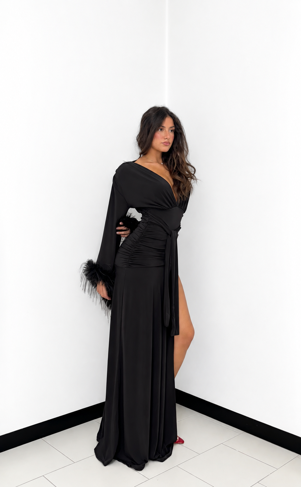 ABITO MIDNIGHT FEATHERS BLACK