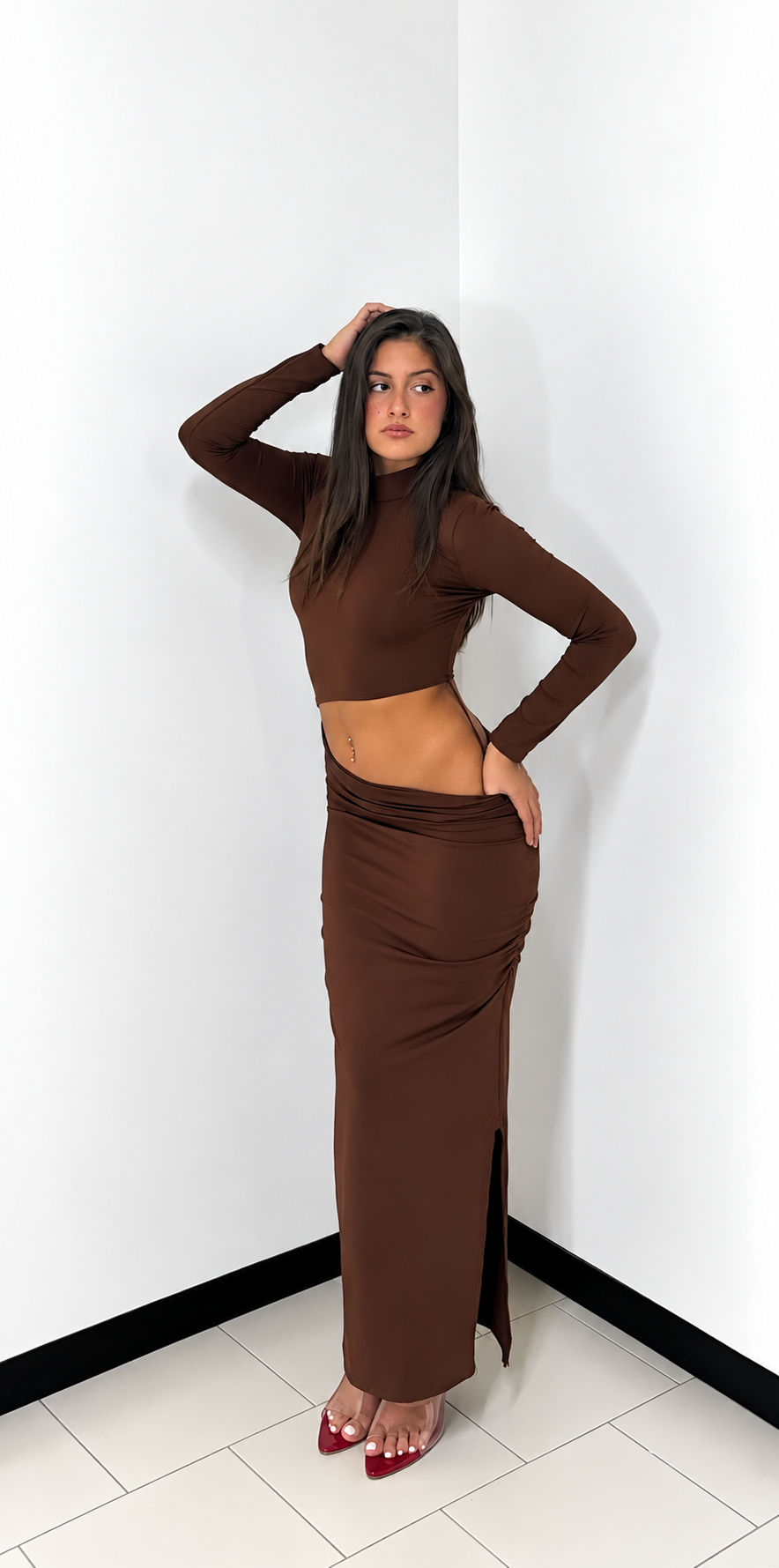 Abito long Dress chocolate brown