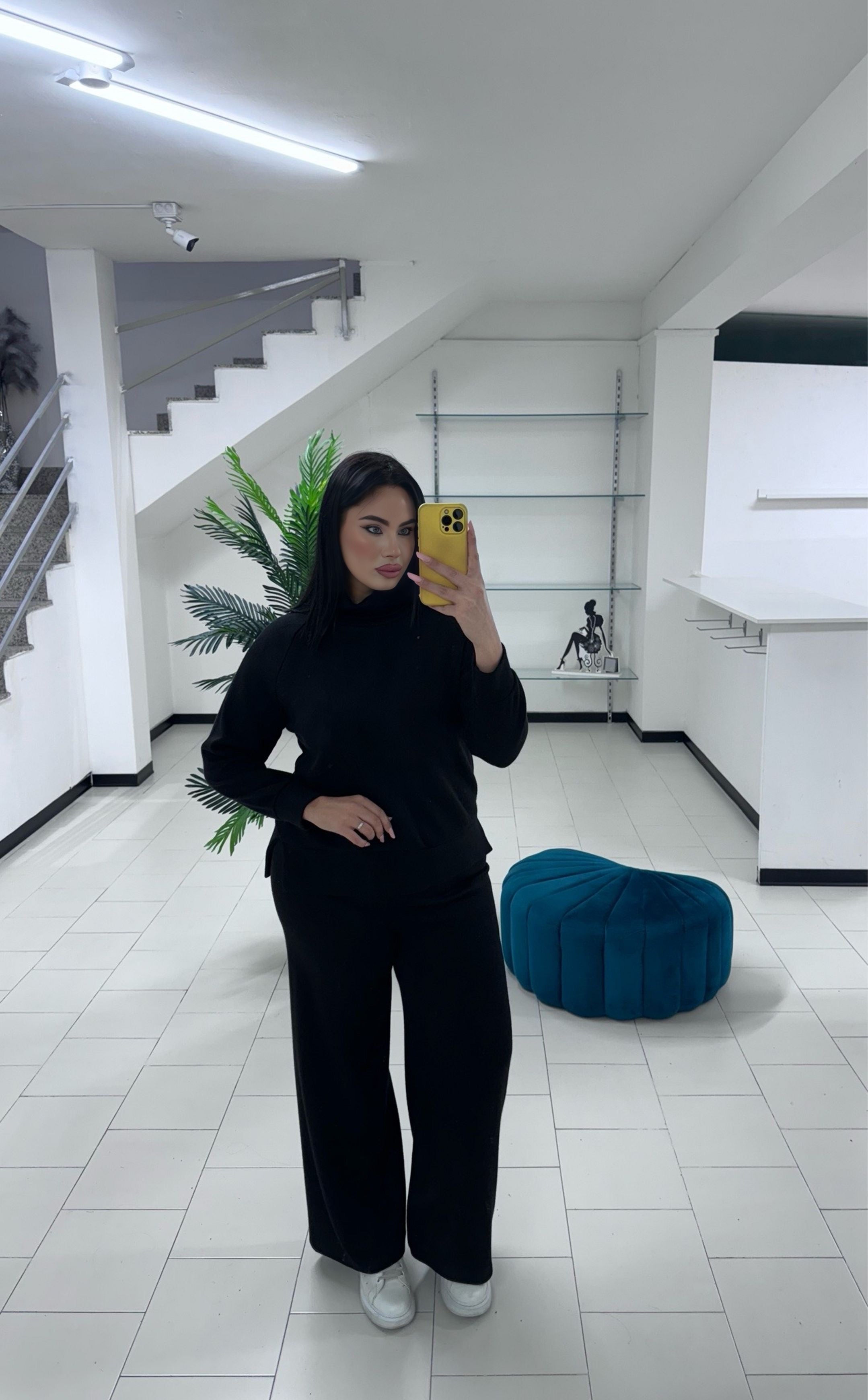 Coordinato lana rasata black