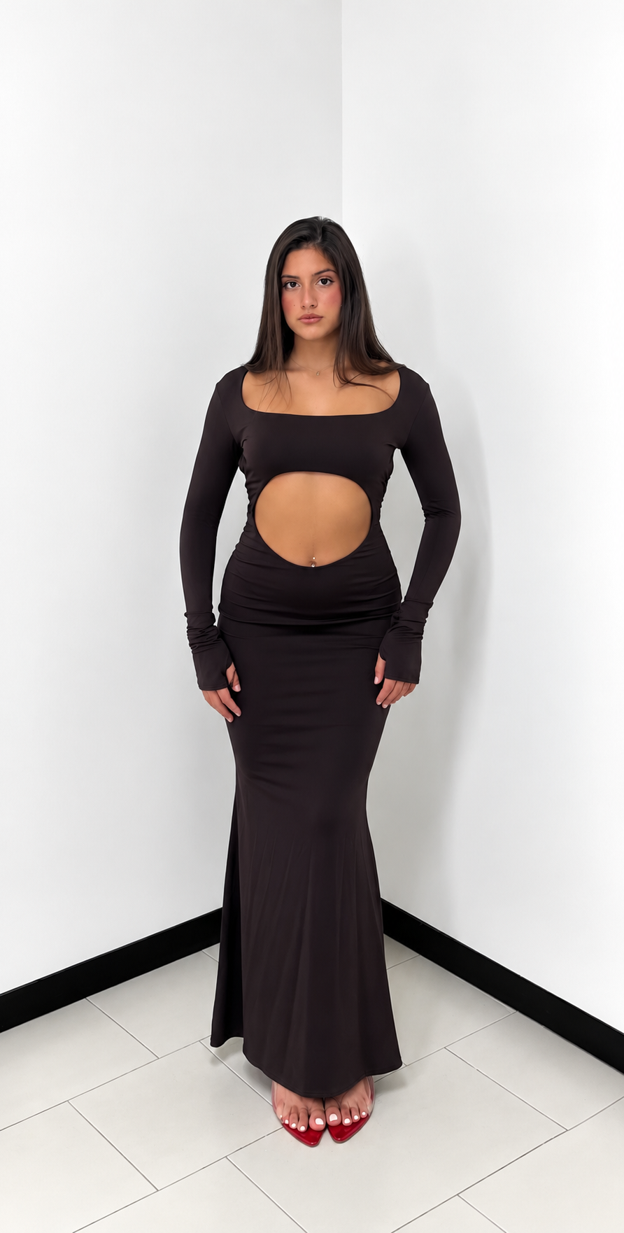Abito second skin chocolate brown