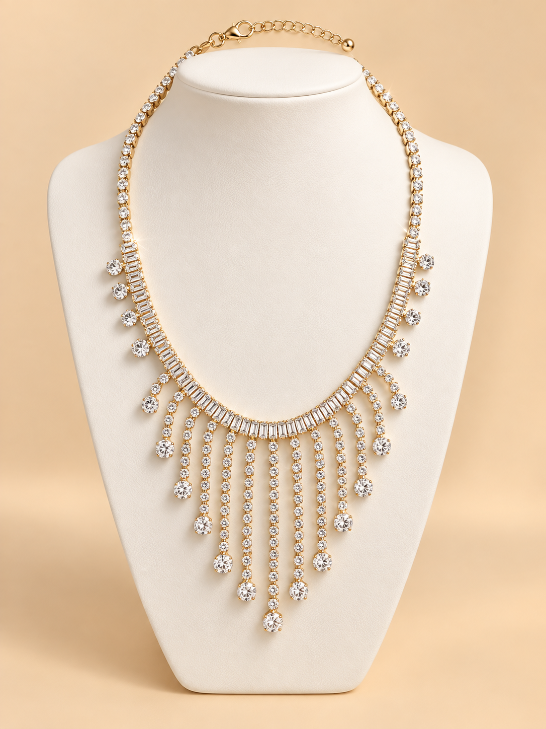 Collana Chandelier Dorata con Cristalli
