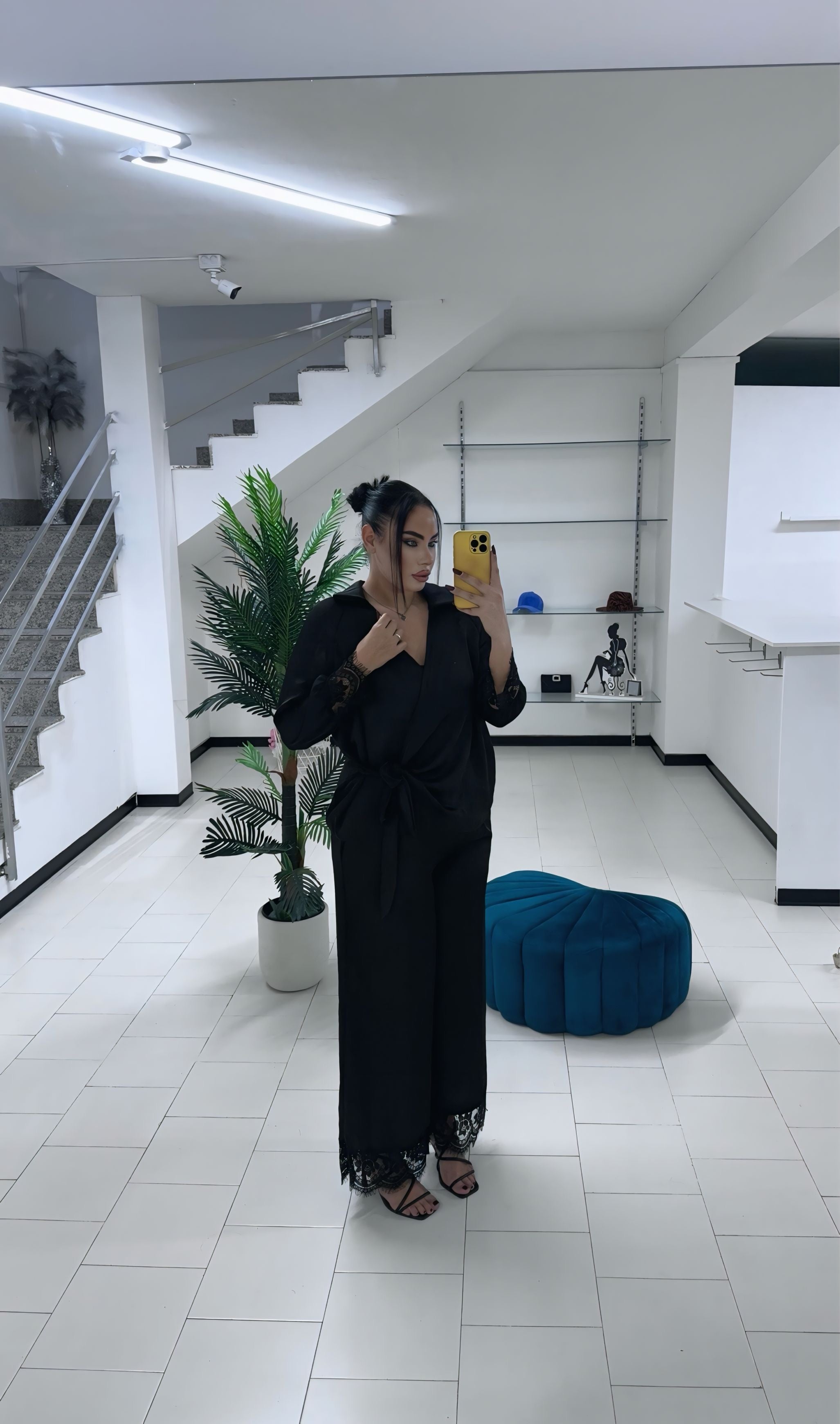 Coordinato in raso black