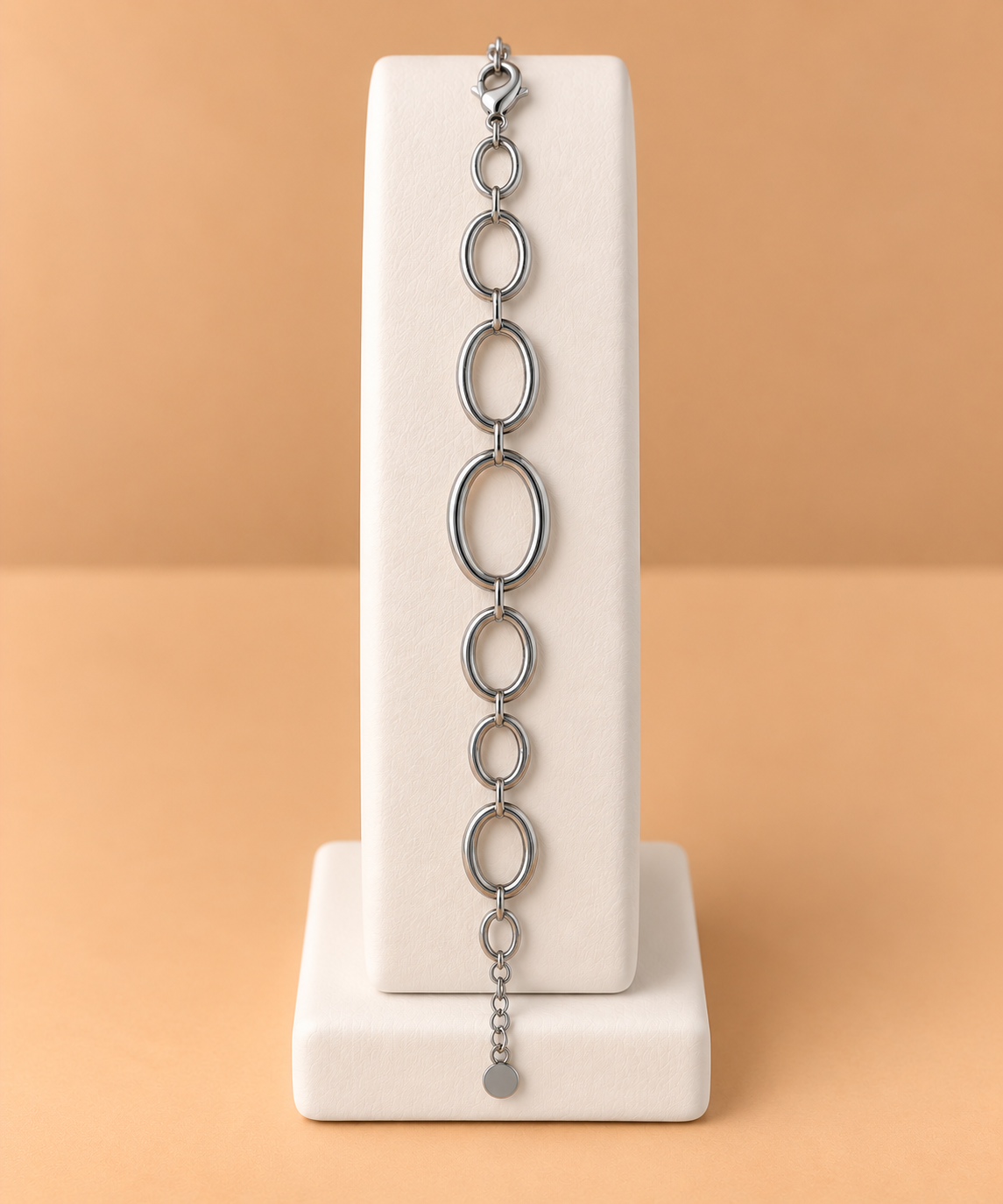 Bracciale argentato con maglie ovali