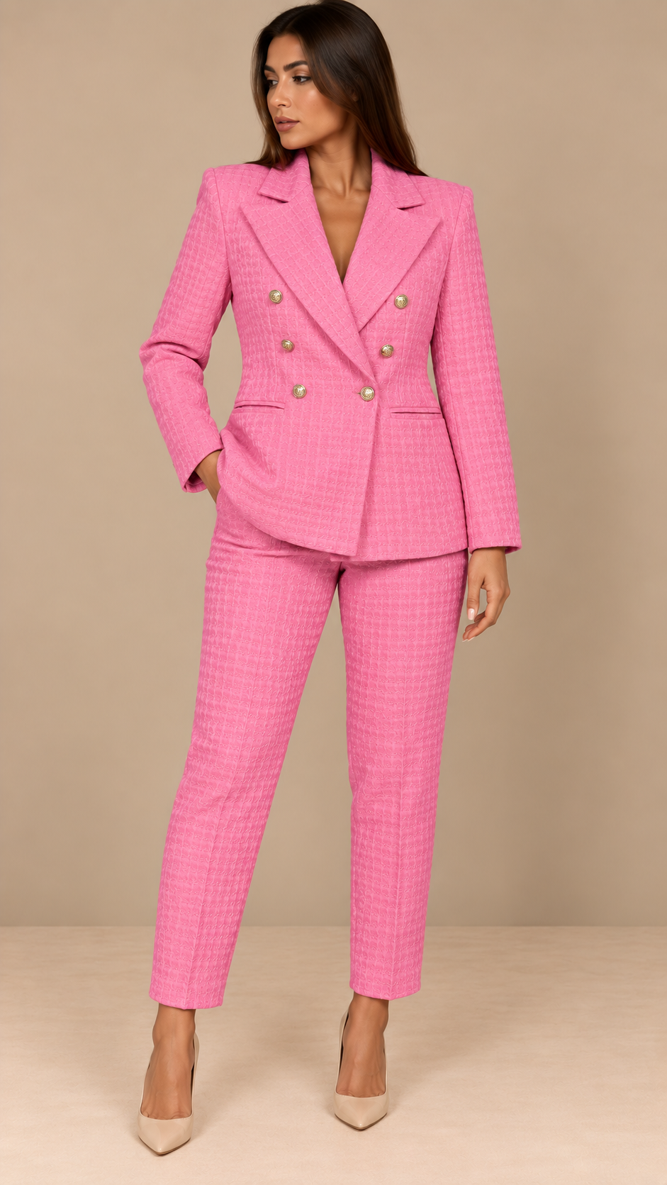 Tailleur Pied-de-Poule pink