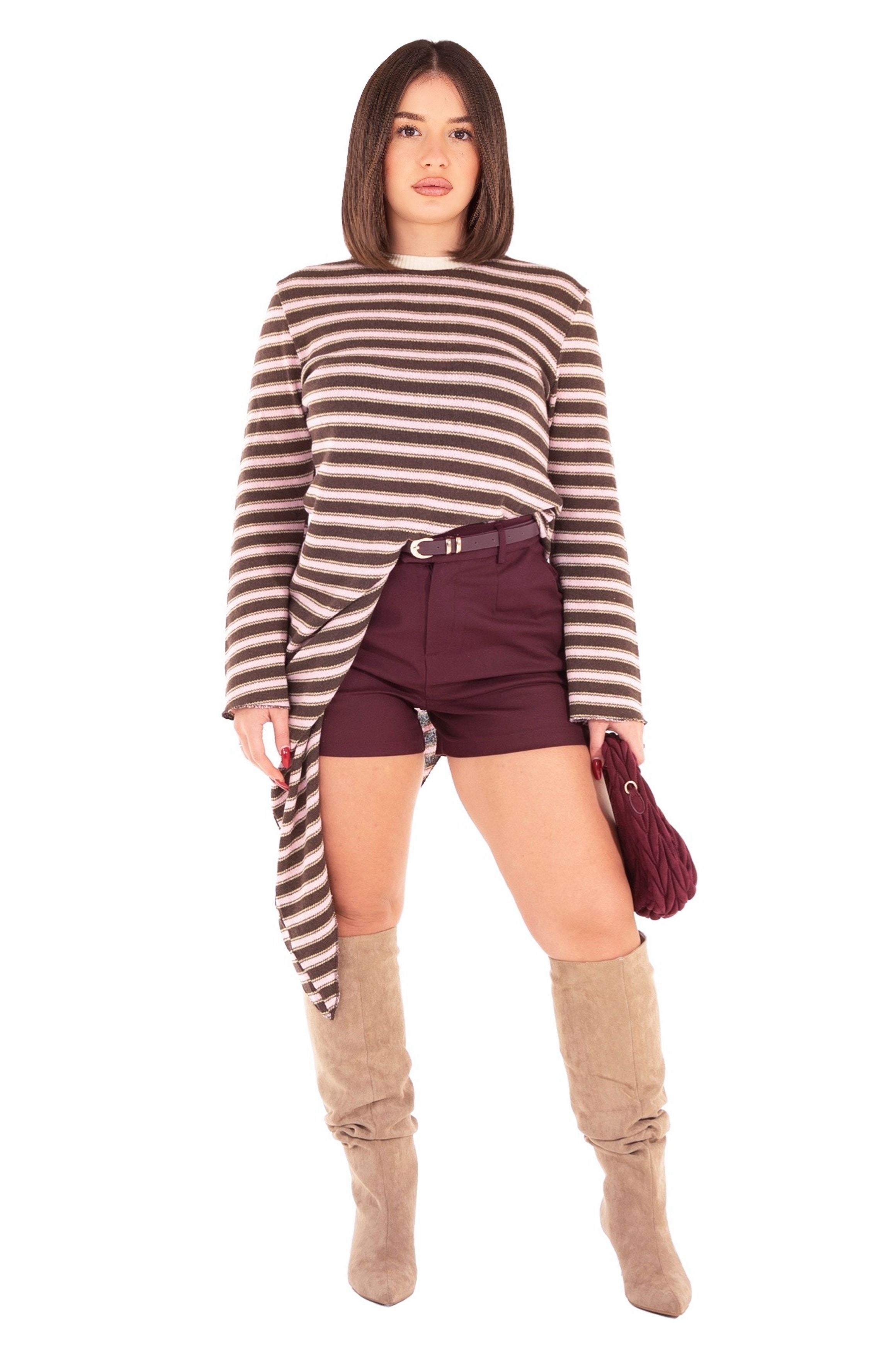 Shorts con cintura bordeaux