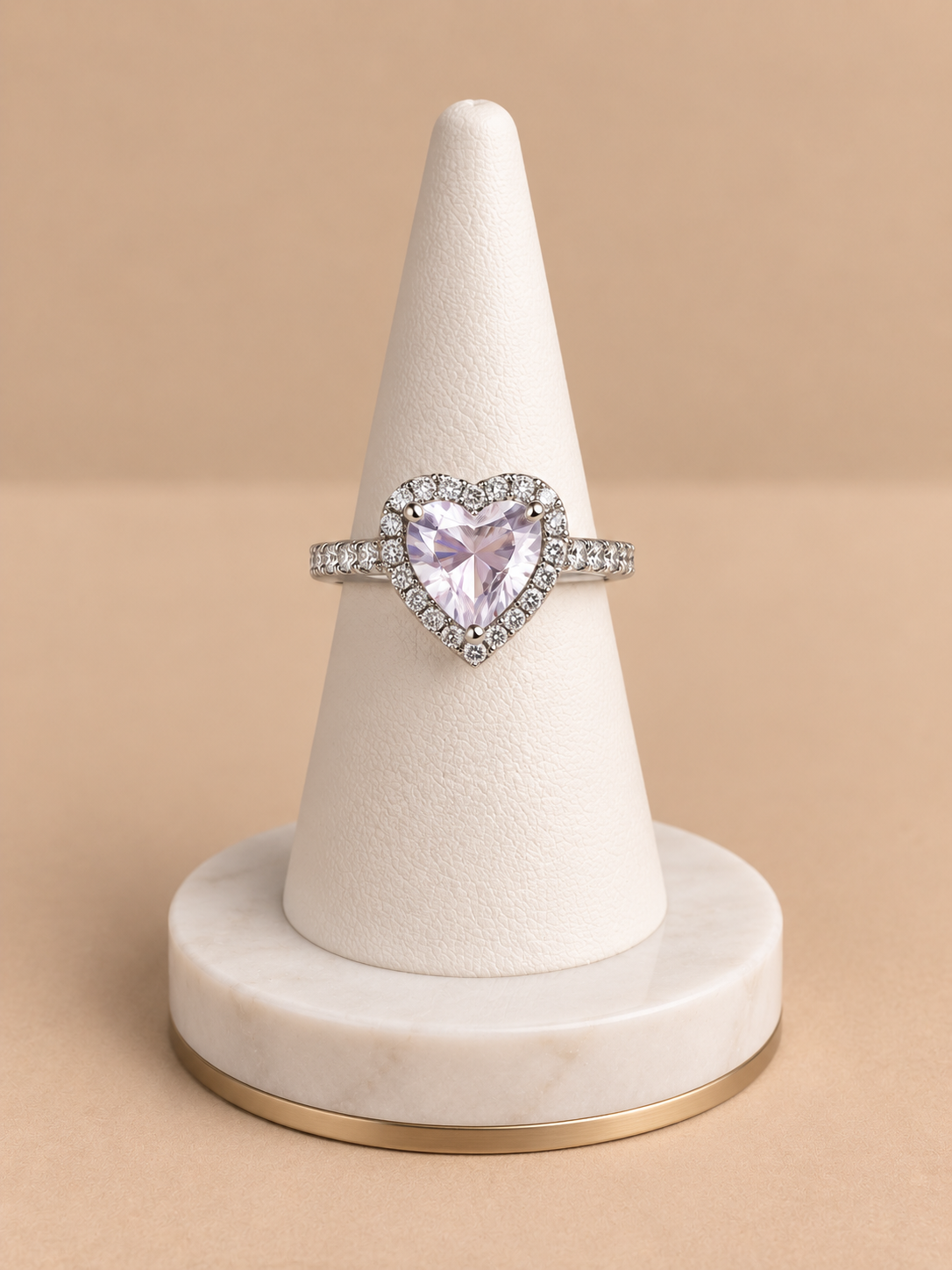 Anello Cuore Rosa con Cristalli