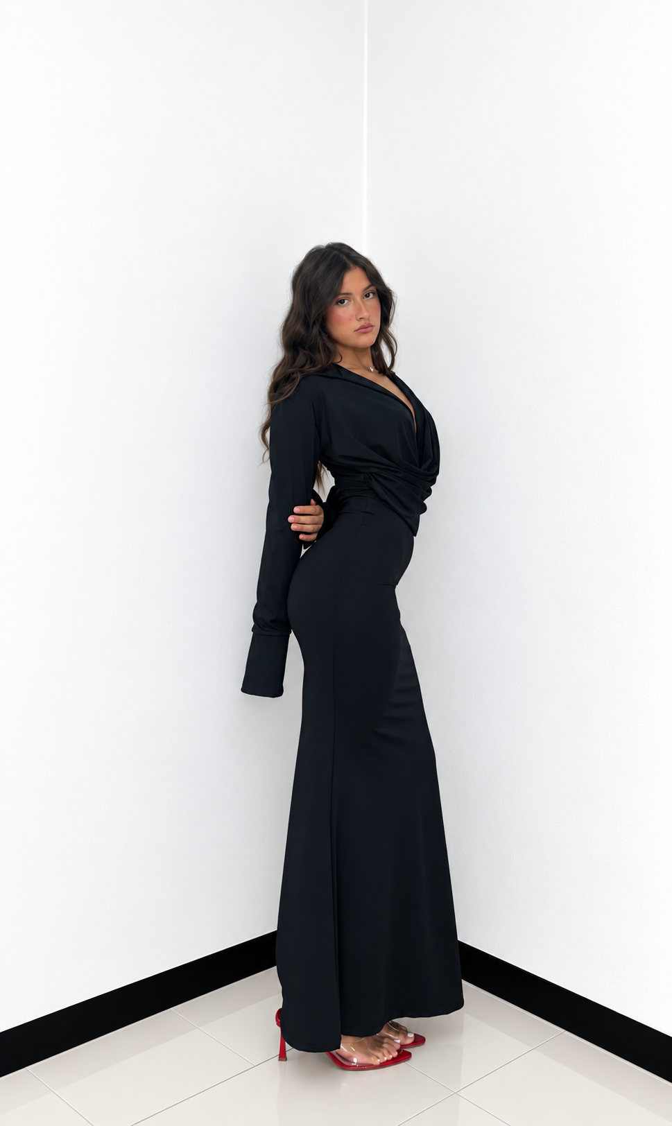ABITO ELEGANCE DRAPE BLACK