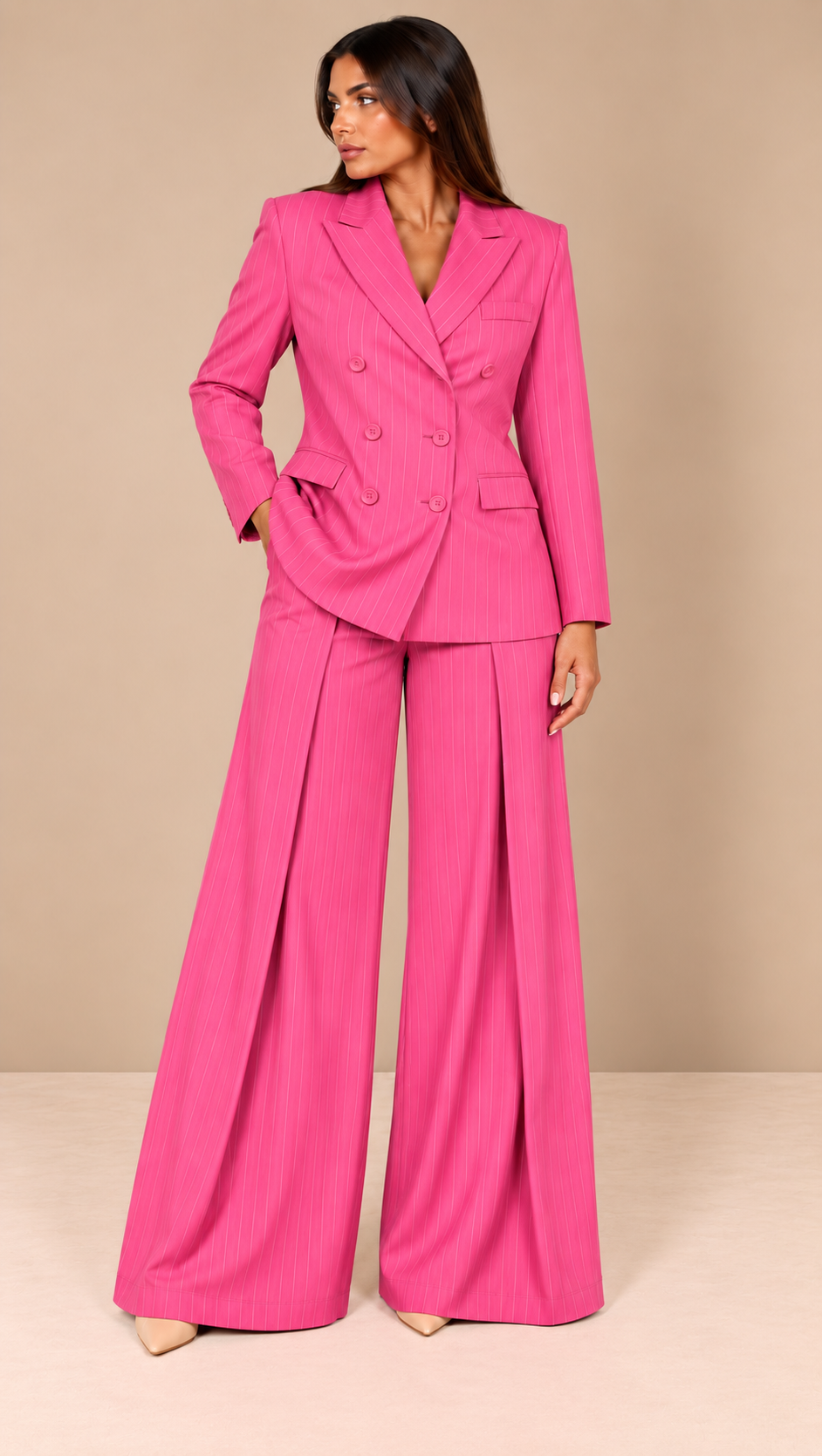 Tailleur Pinstripe rosa