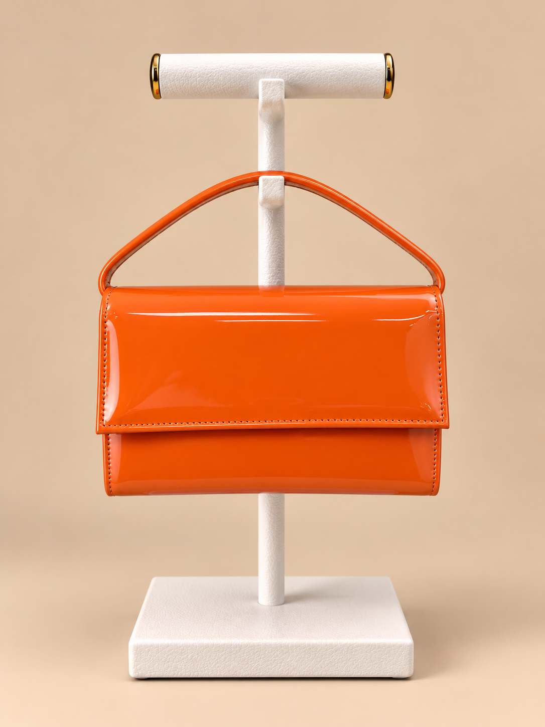 Borsa Arancione Effetto Vernice