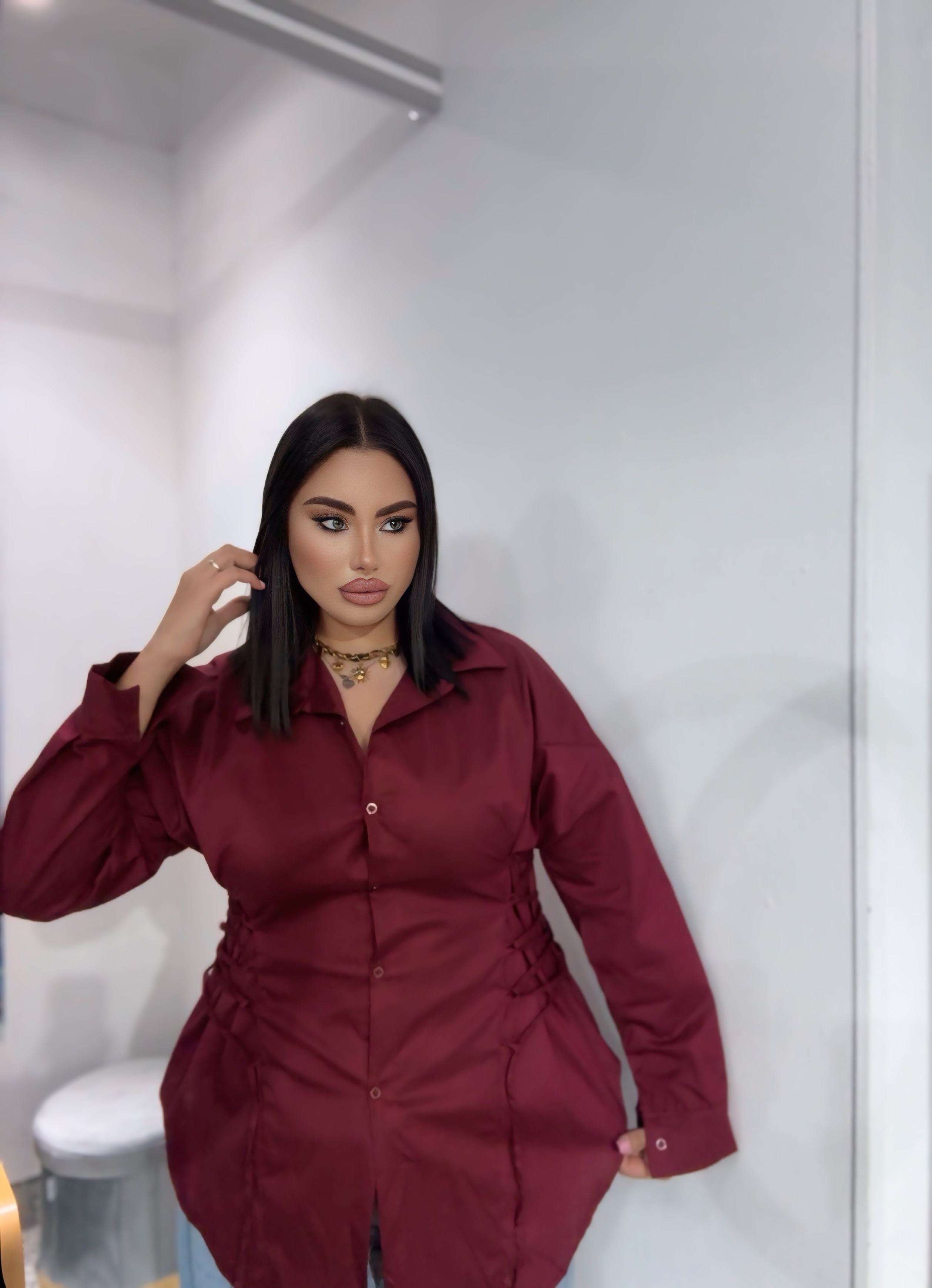 Camicia bordó curvy