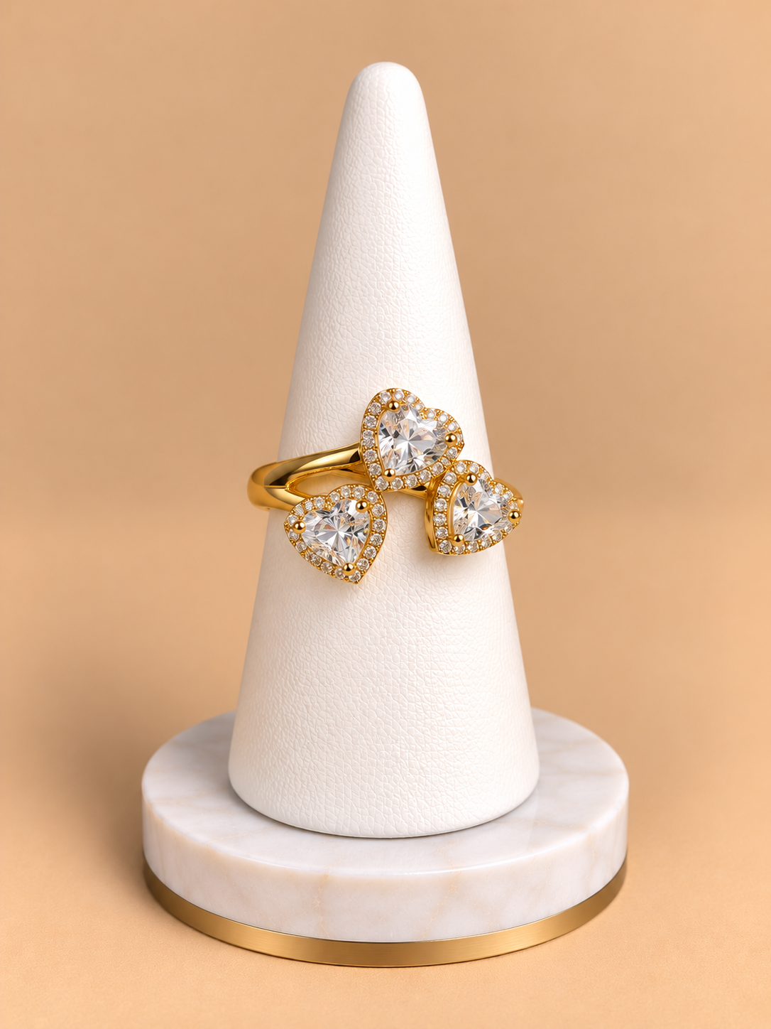 Anello Tre Cuori argento con Cristalli
