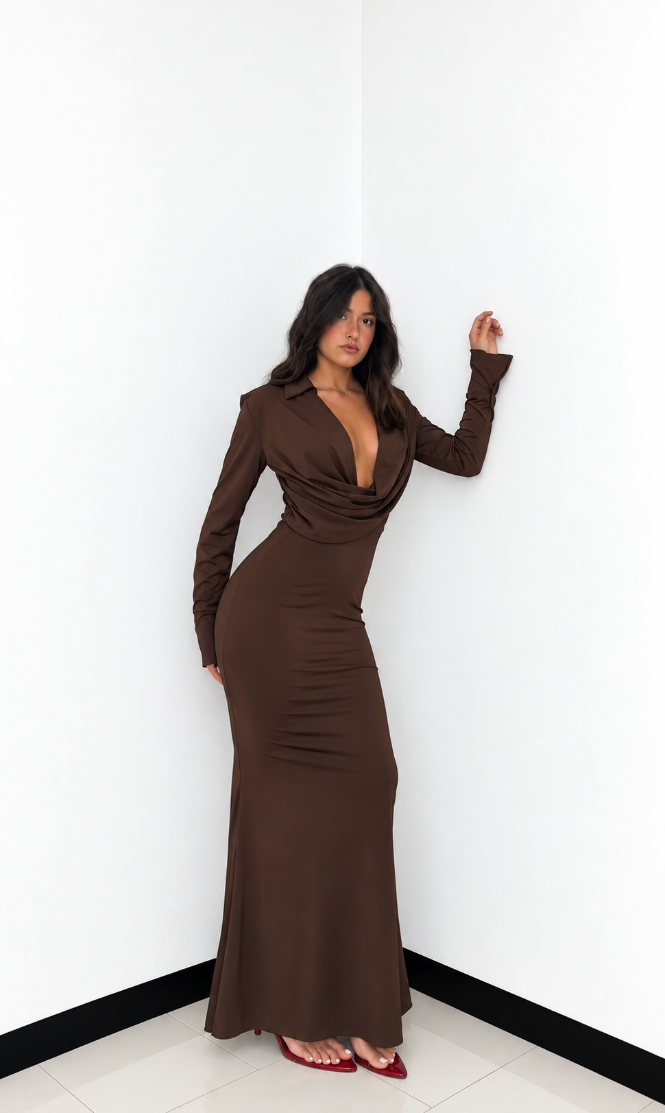 ABITO ELEGANCE DRAPE BROWN