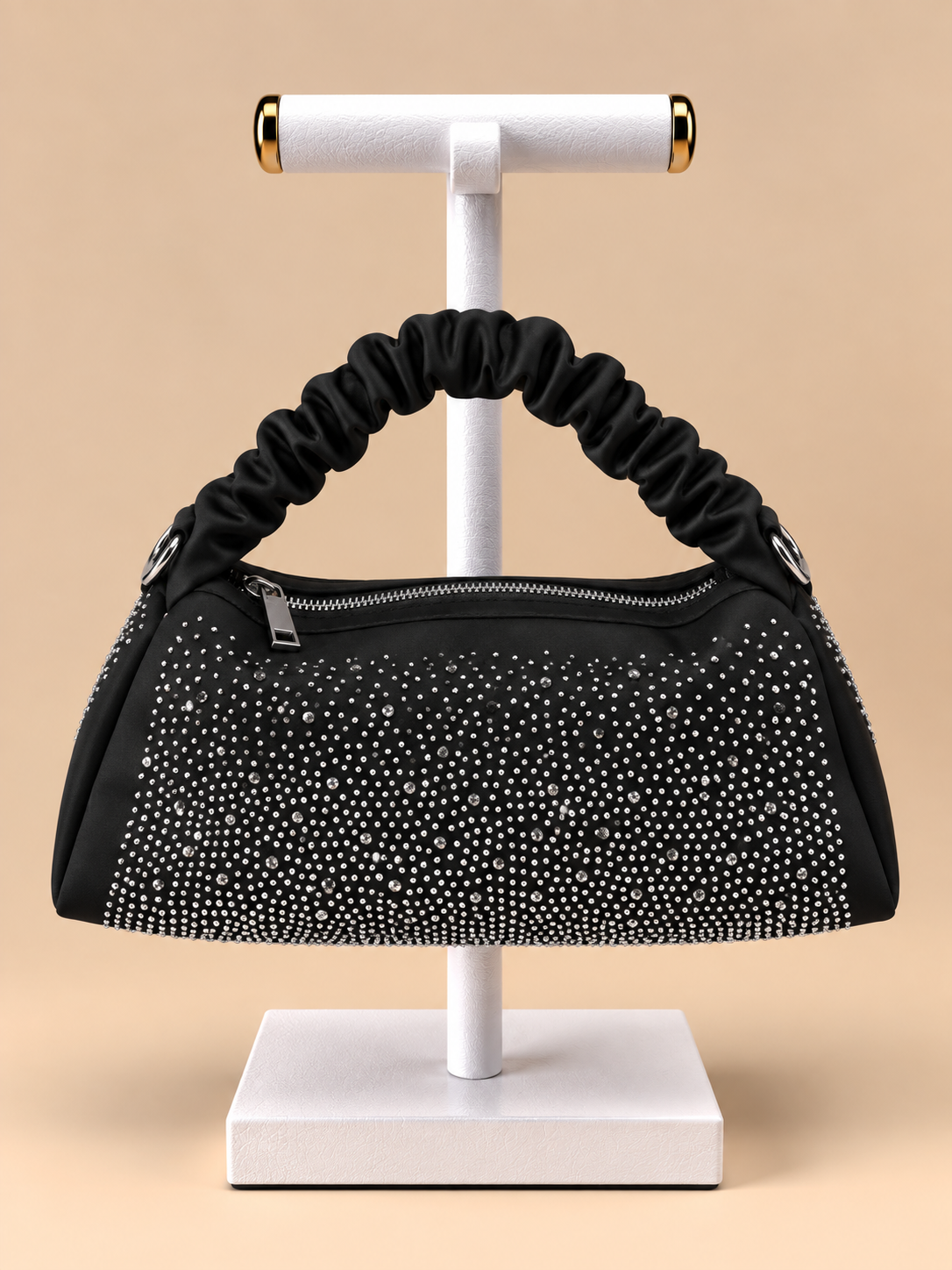 Borsa nera Elegante con Dettagli Luminosi e Tracolla