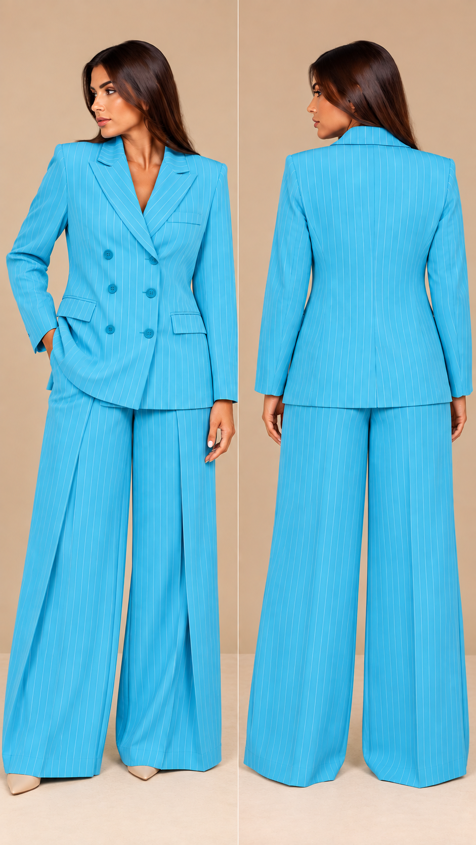 Tailleur Pinstripe Azzurro