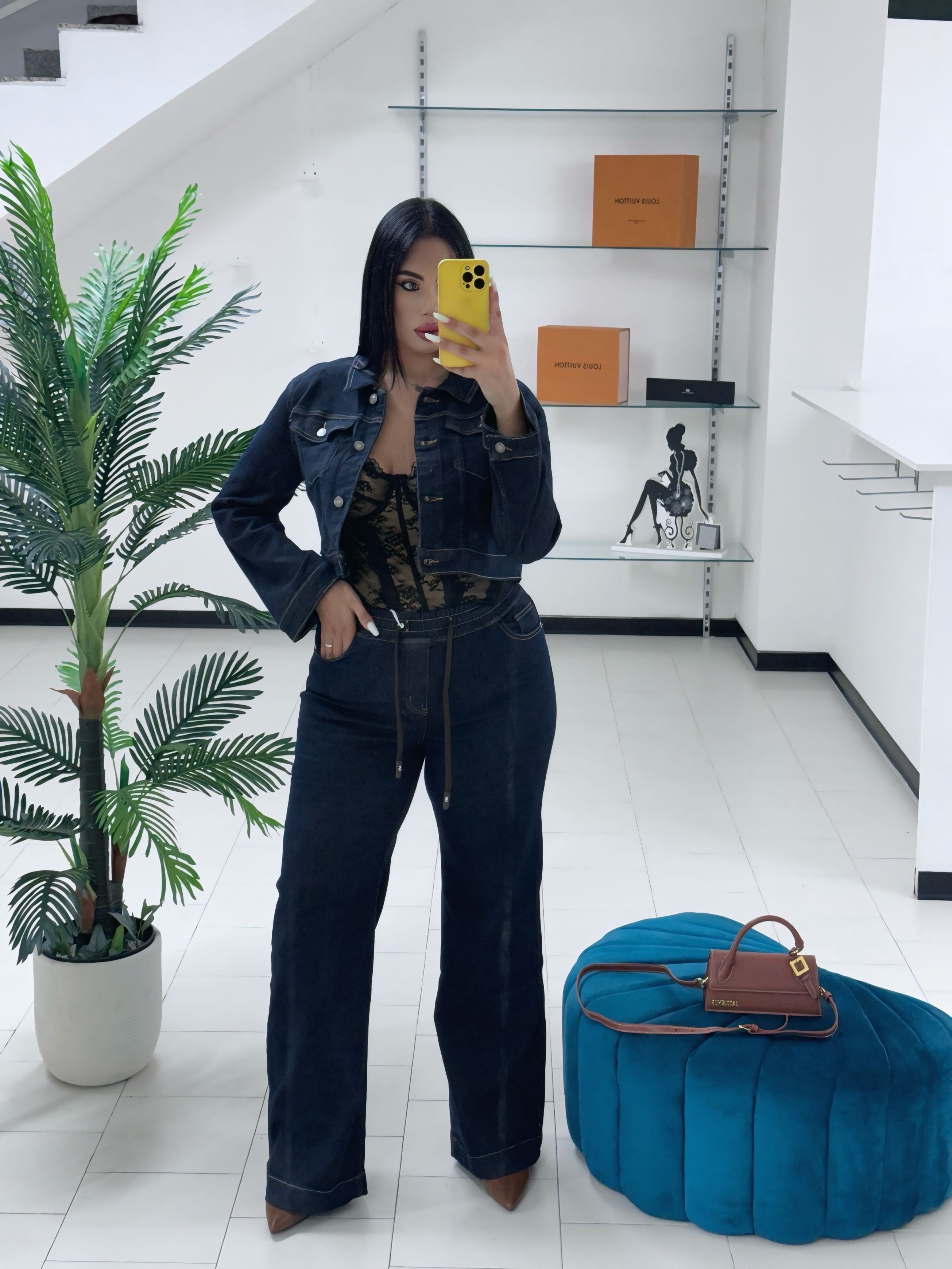 Coordinato in denim curvy
