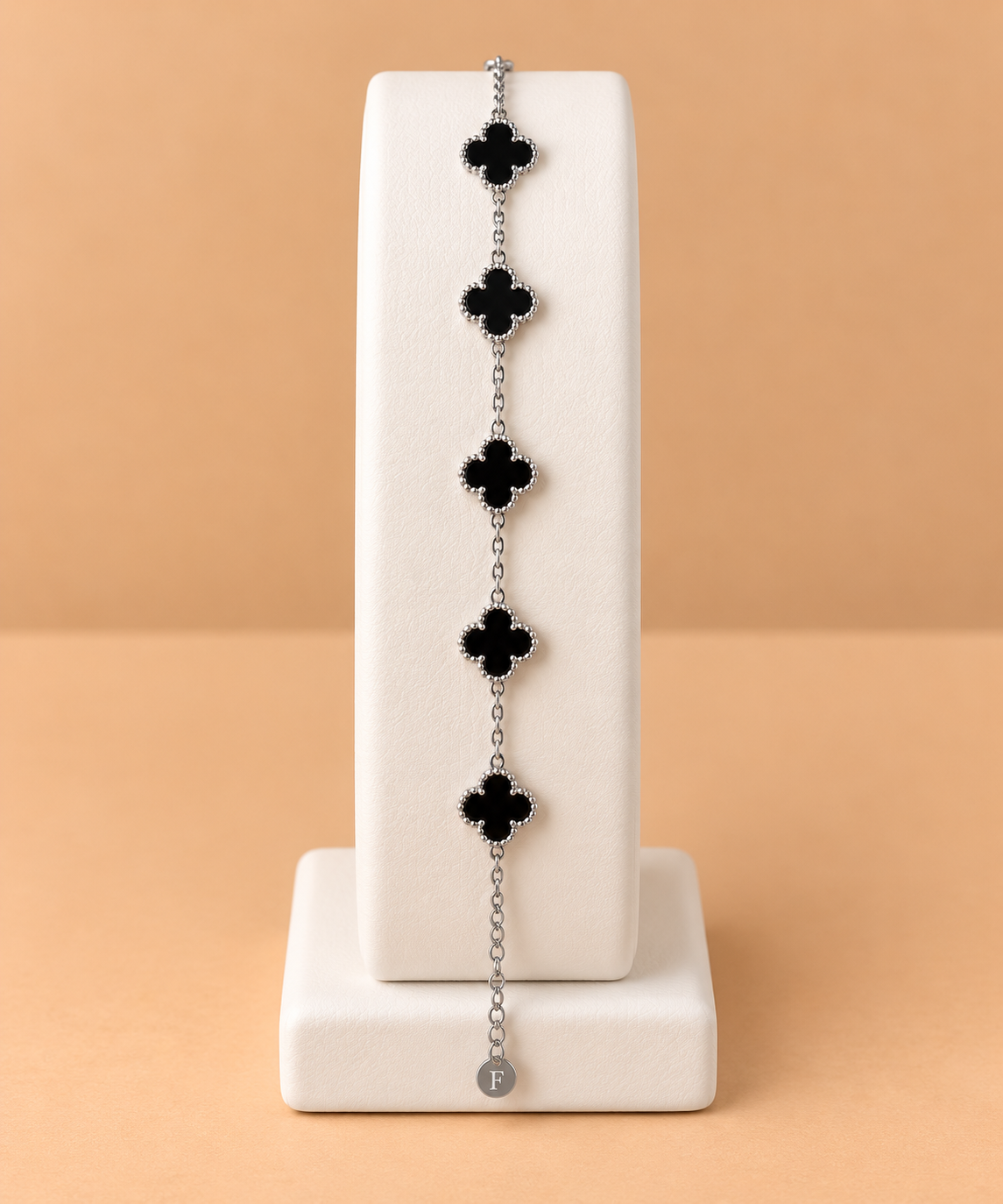 Bracciale clover nero e argento