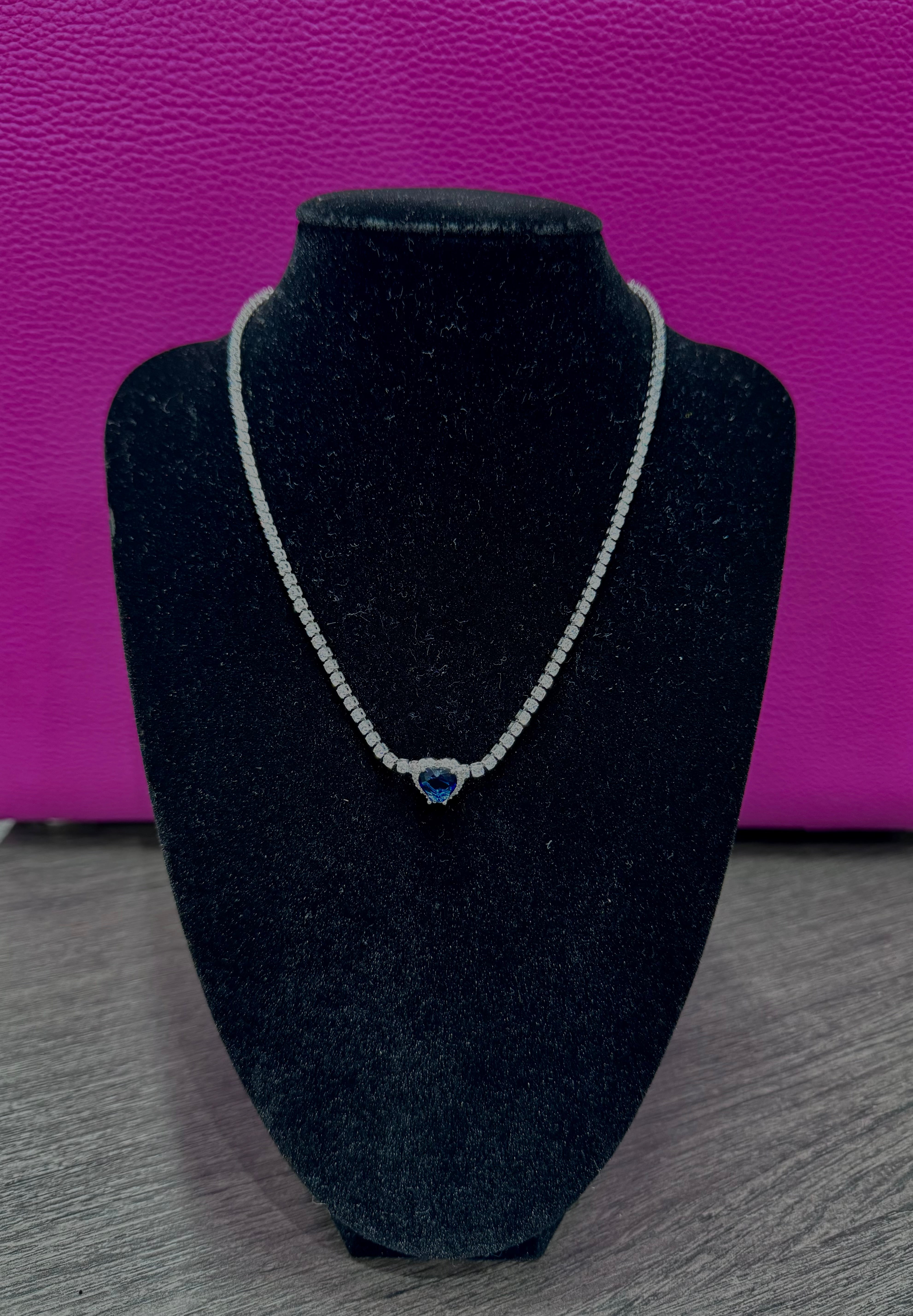Collana pietra blu argento