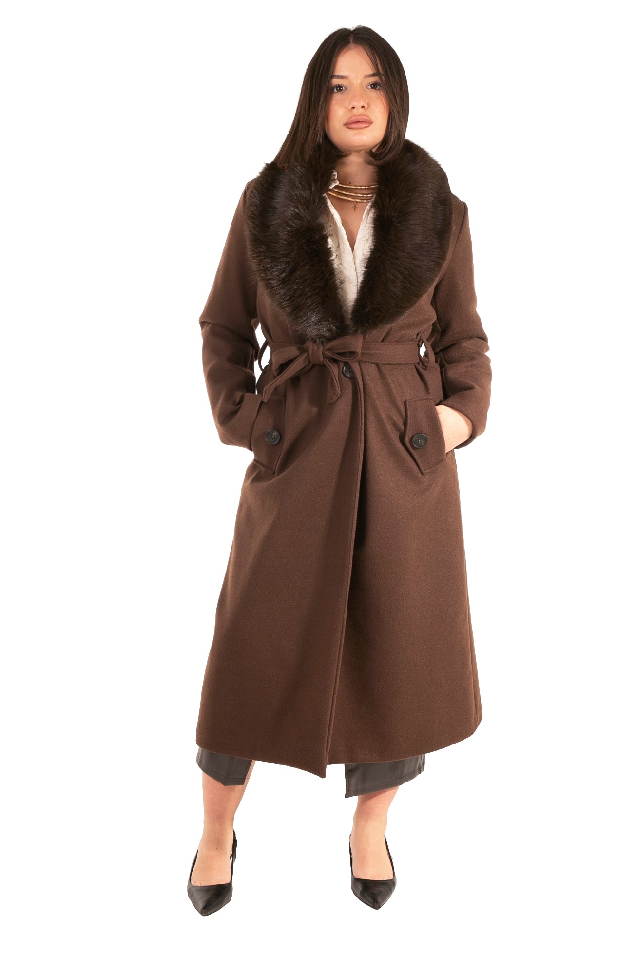 Cappotto glamour marrone