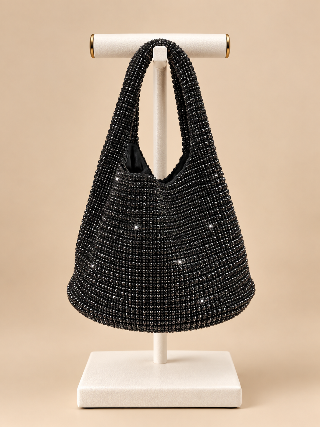 Borsa a Mano Nera con Strass – Elegante e Glamour