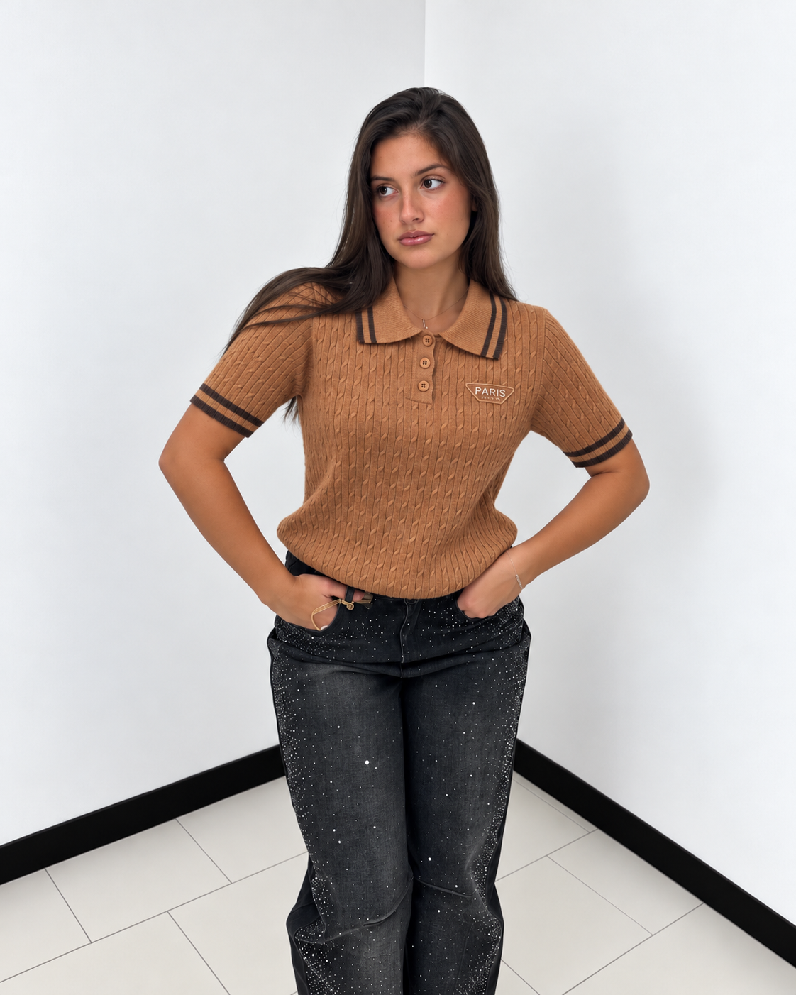 Maglia Paris Chic a Costine ruggine
