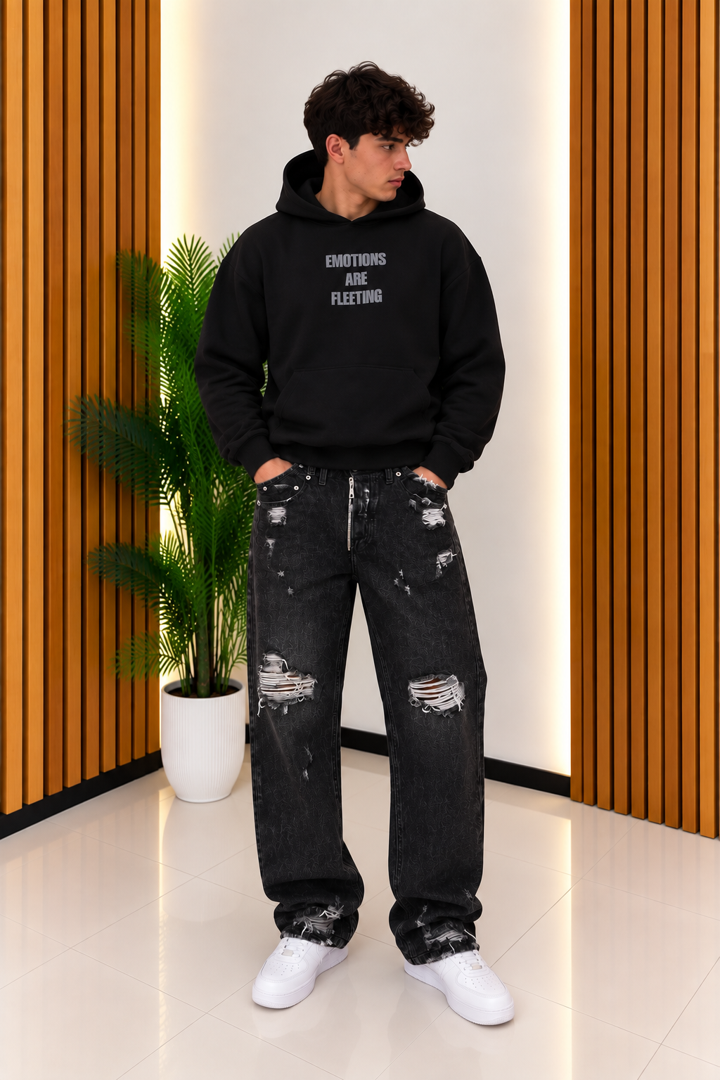 Jeans CIANOTIC Black Distressed