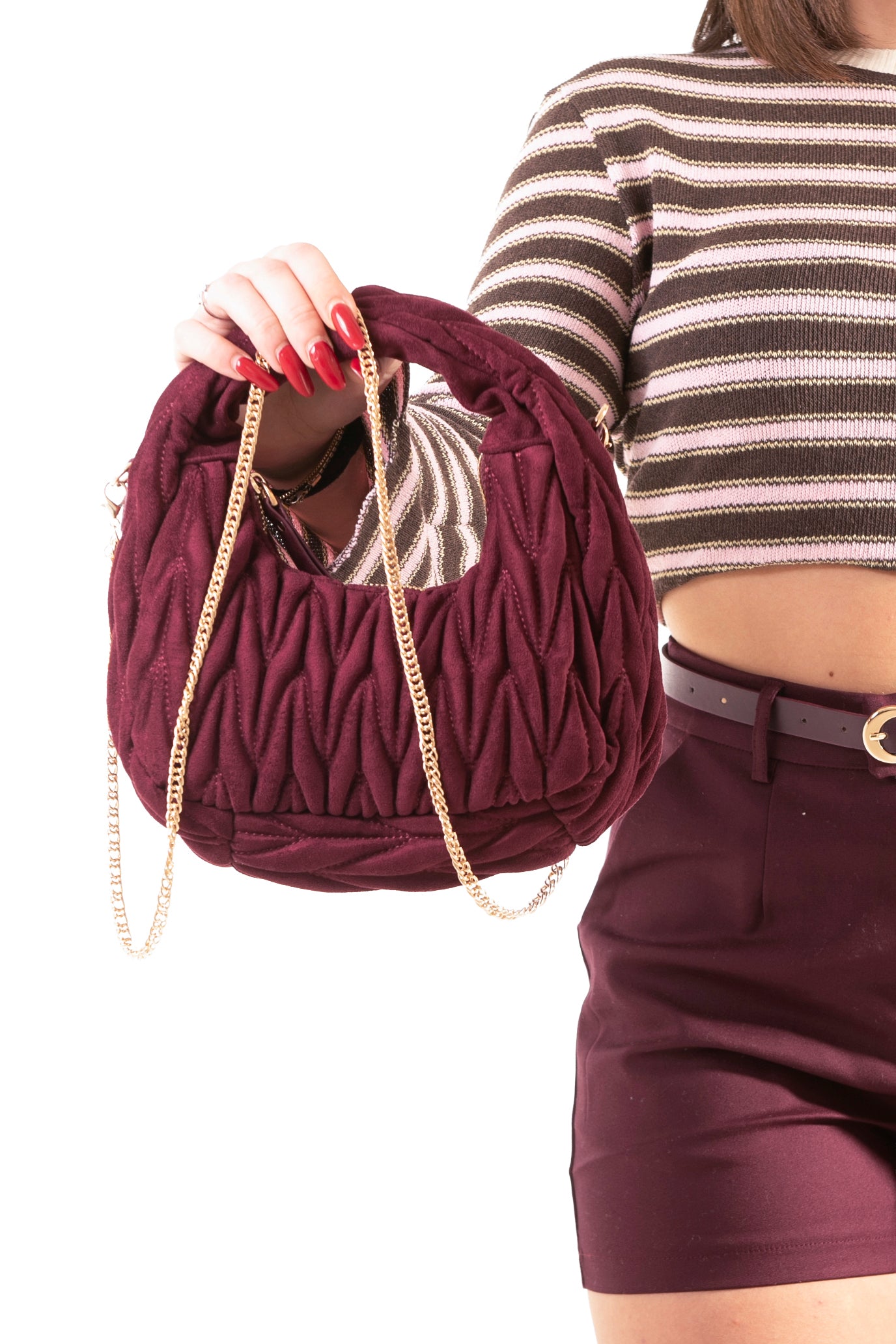 Bag in velluto bordeaux