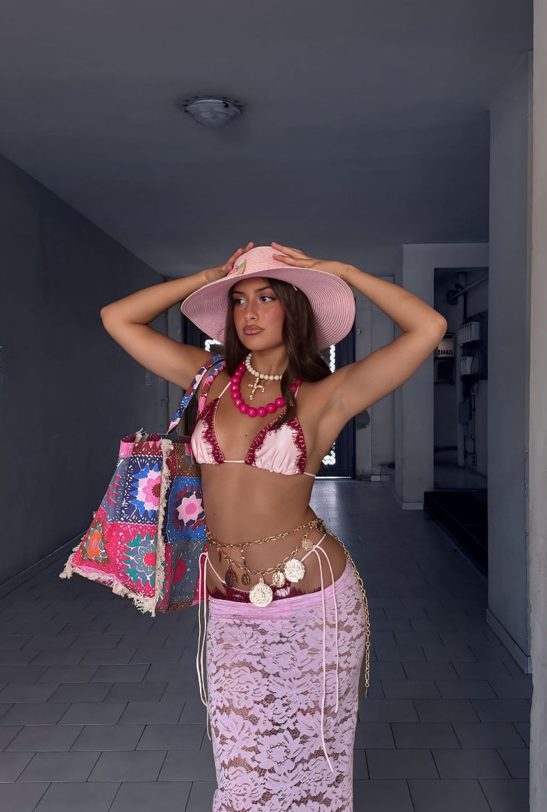 Cappello in paglia pink