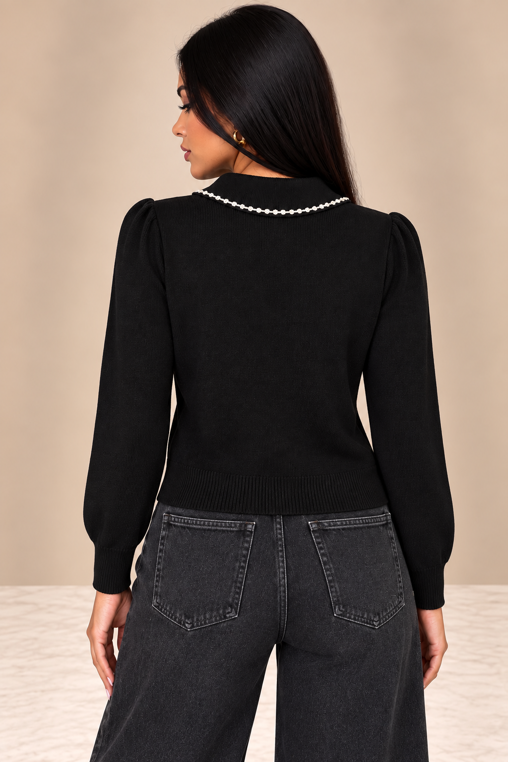 Maglia Sparkle Collar nero