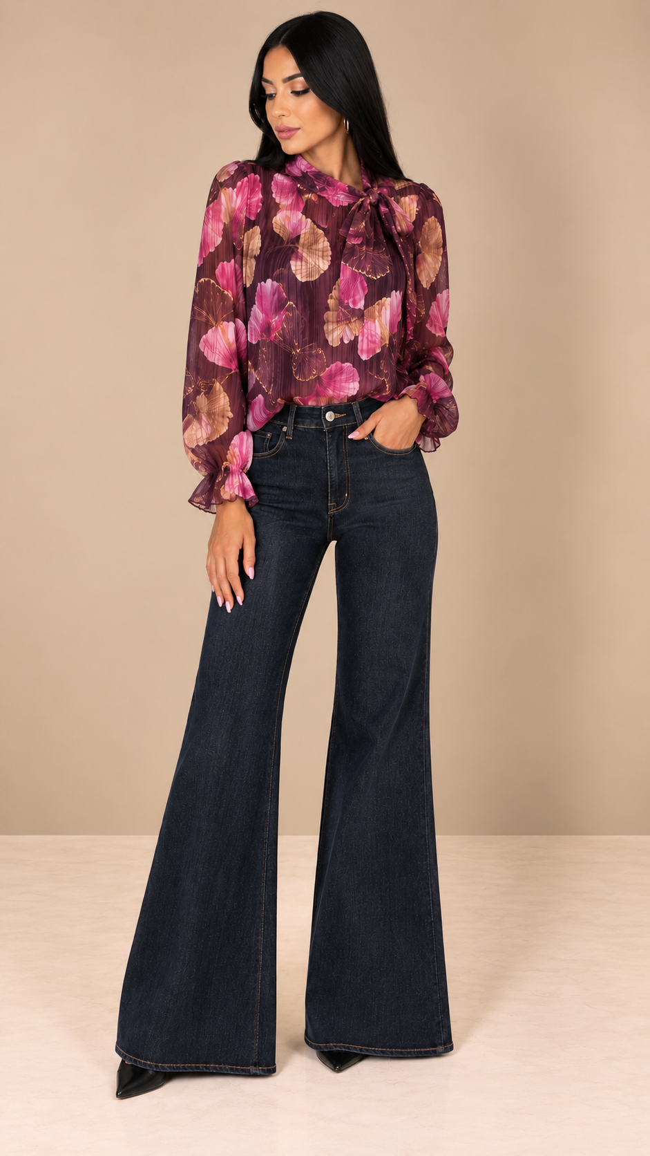 Jeans Flare High Waist Dark Denim