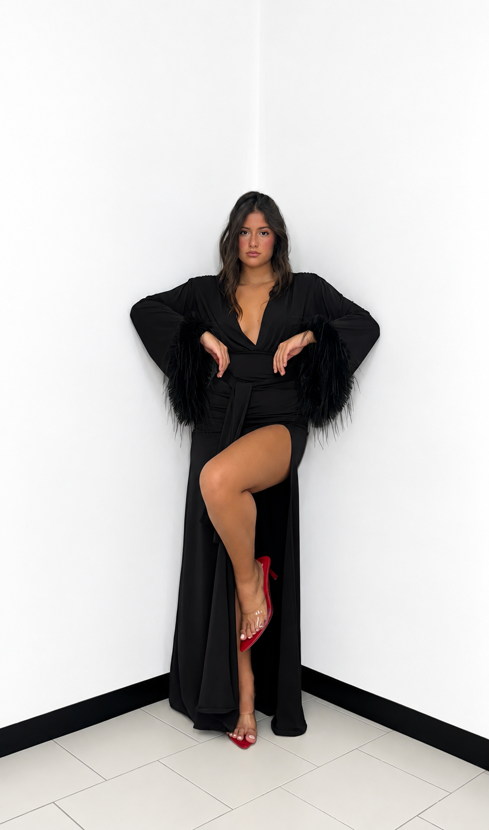 ABITO MIDNIGHT FEATHERS BLACK