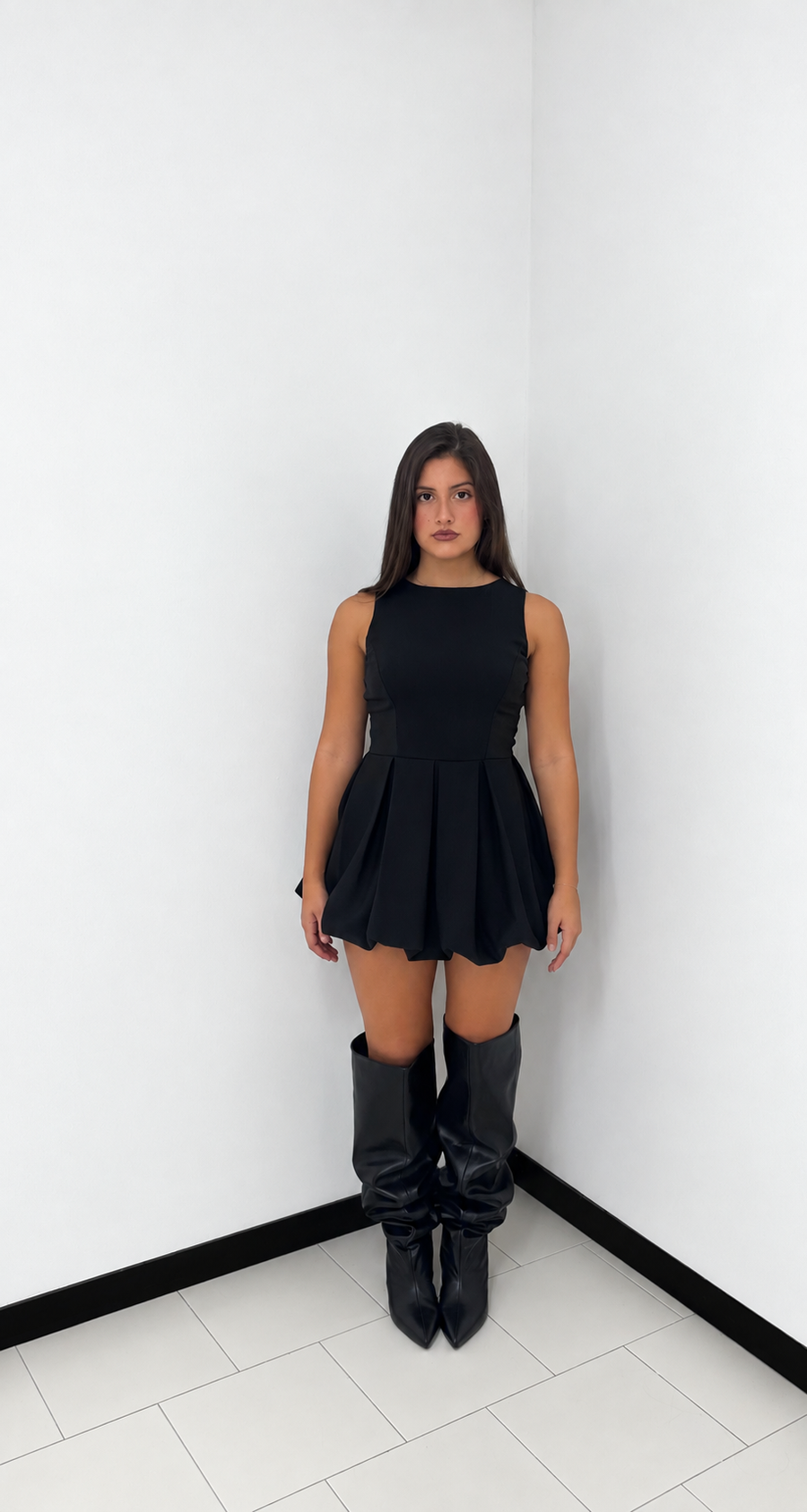 Mini Dress Balloon Black