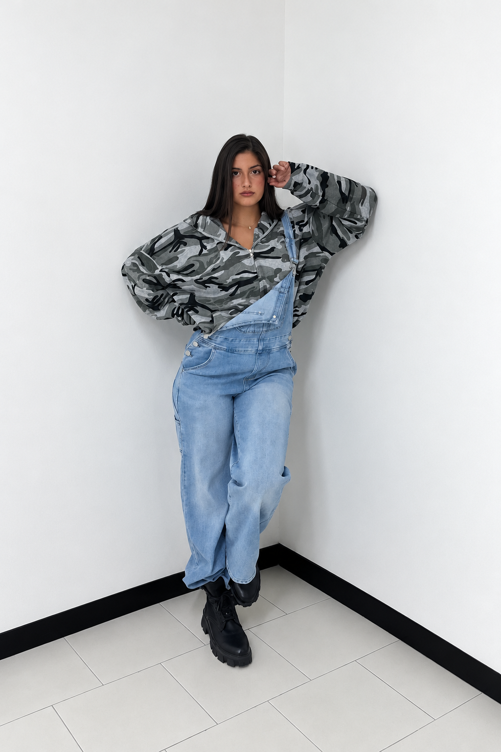 Salopette Denim Wide Leg – Light Blue