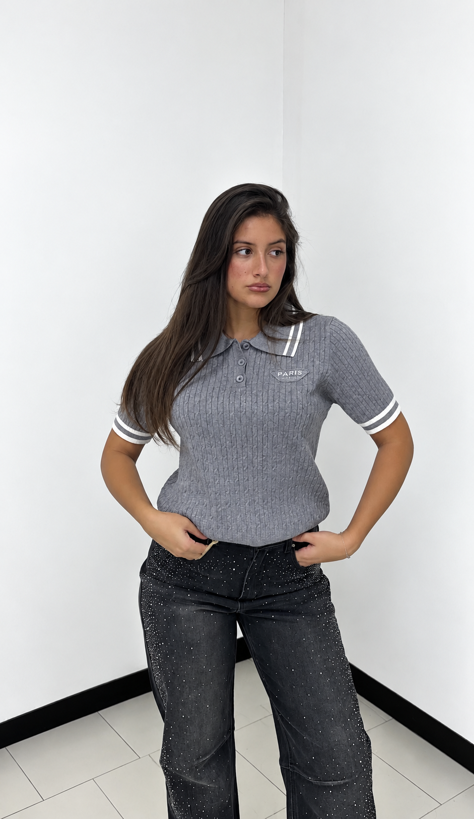 Maglia Paris Chic a Costine Grey