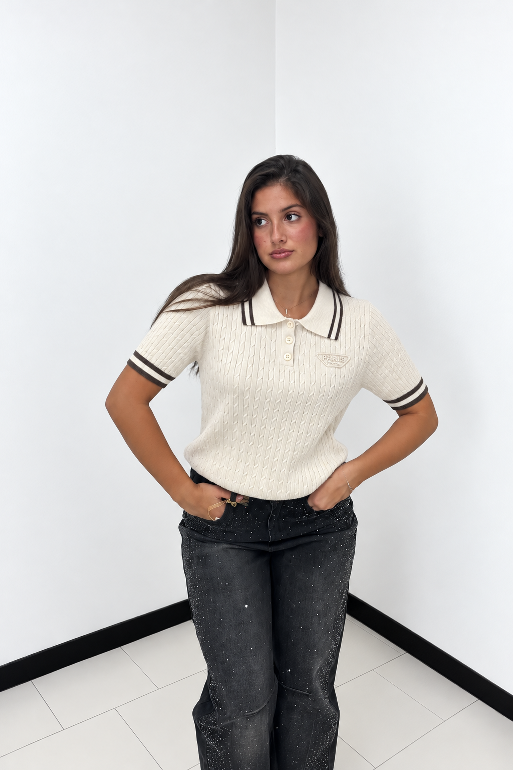 Maglia Paris Chic a Costine beige